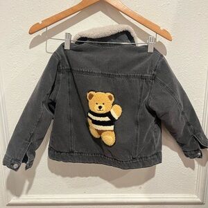 Zara Kids Gray Jacket with Bear Design